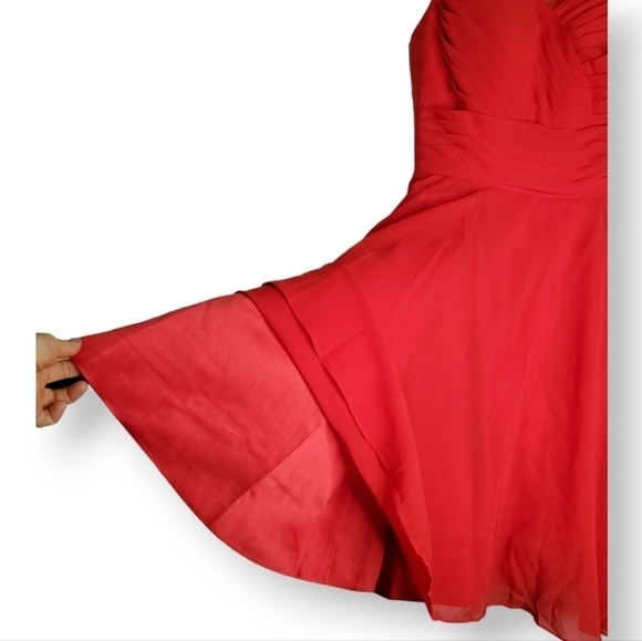 Vintage Cherry Red Chiffon Mesh Sheer Sweetheart Neckline Dress Size 6 - Picture 3 of 10